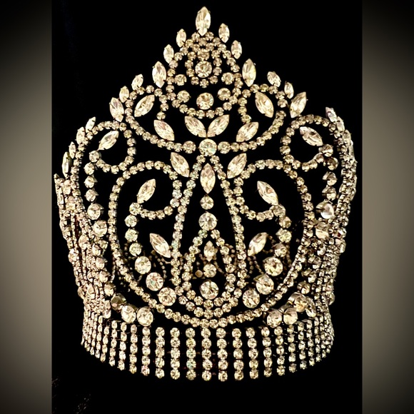 7” Rhinestone Crystal Vintage Pageant Tiara Crown - Picture 1 of 10